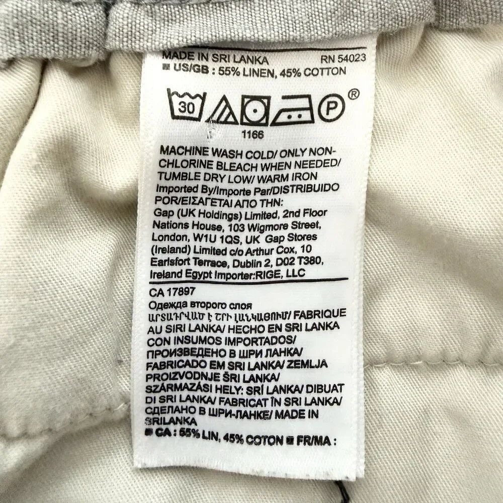 Banana Republic Mens 32S Gray Slim Fit Linen Cotton Drawstring Pants